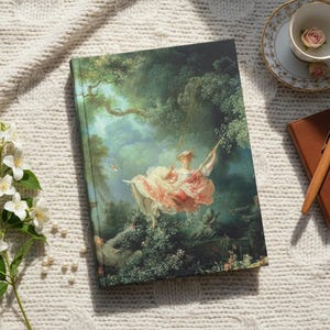 Rococo Lady Hardcover Journal, Pink Dress Artwork