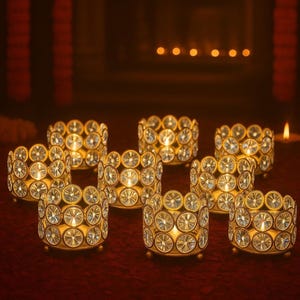 Gold Crystal Tealight Candle Holders - Set of 10 - Wedding Centerpieces