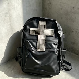 Silver Studded Black Backpack - Etsy display picture 2