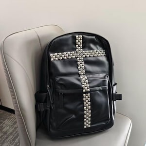 ash black leather silver studded backpack Mini Mesh Small unisex one size PPLR_HIDDEN_PRODUCT Adult. Studded Backpack - Etsy