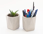 Moderne Beton Topf - geometrische Beton Stift Halter - Beton Schreibtisch Zubehör - moderne Stift Halter - grau Schreibtisch Vase - Beton Pflanzer