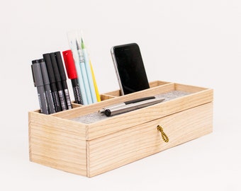 Wood Handmade Desk Organizer Office Modern Desk Organizer Etsy