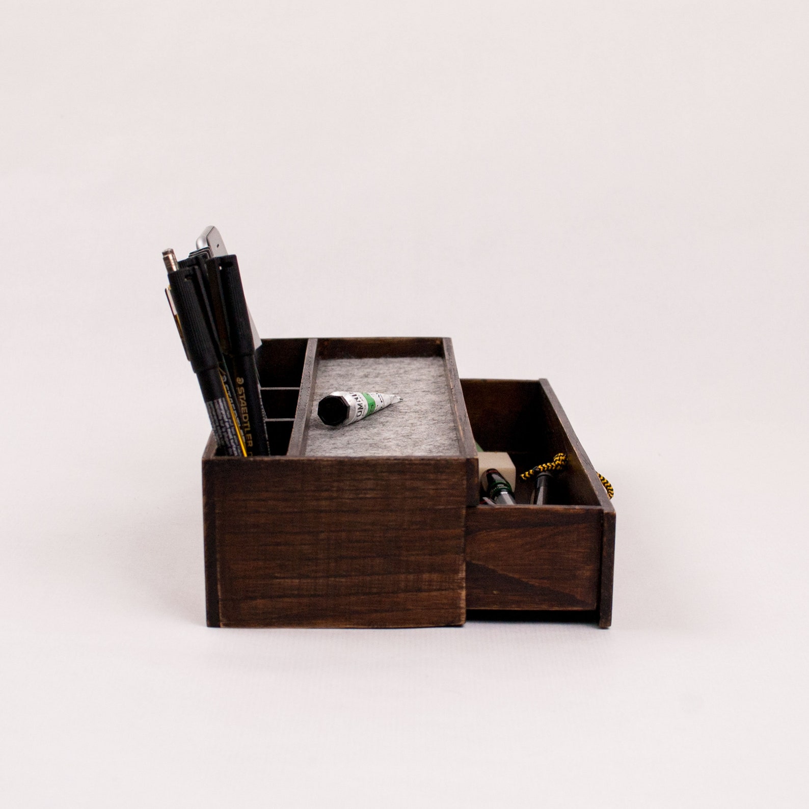 Vintage desk organizer storage Wood desk storage Office Etsy