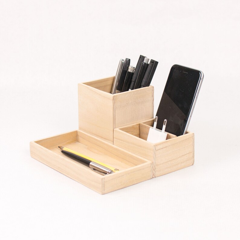 Wood Desk Organizer Modular Desk Organization Pen Holder Etsy