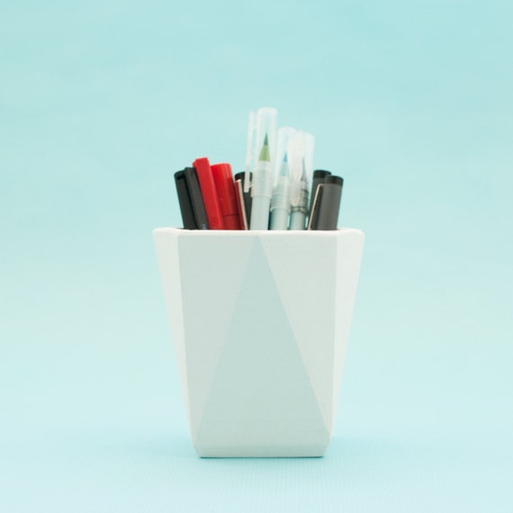 Modern White Desk Pot Geometric Pen Holder Concrete Plant Accessories Planter And