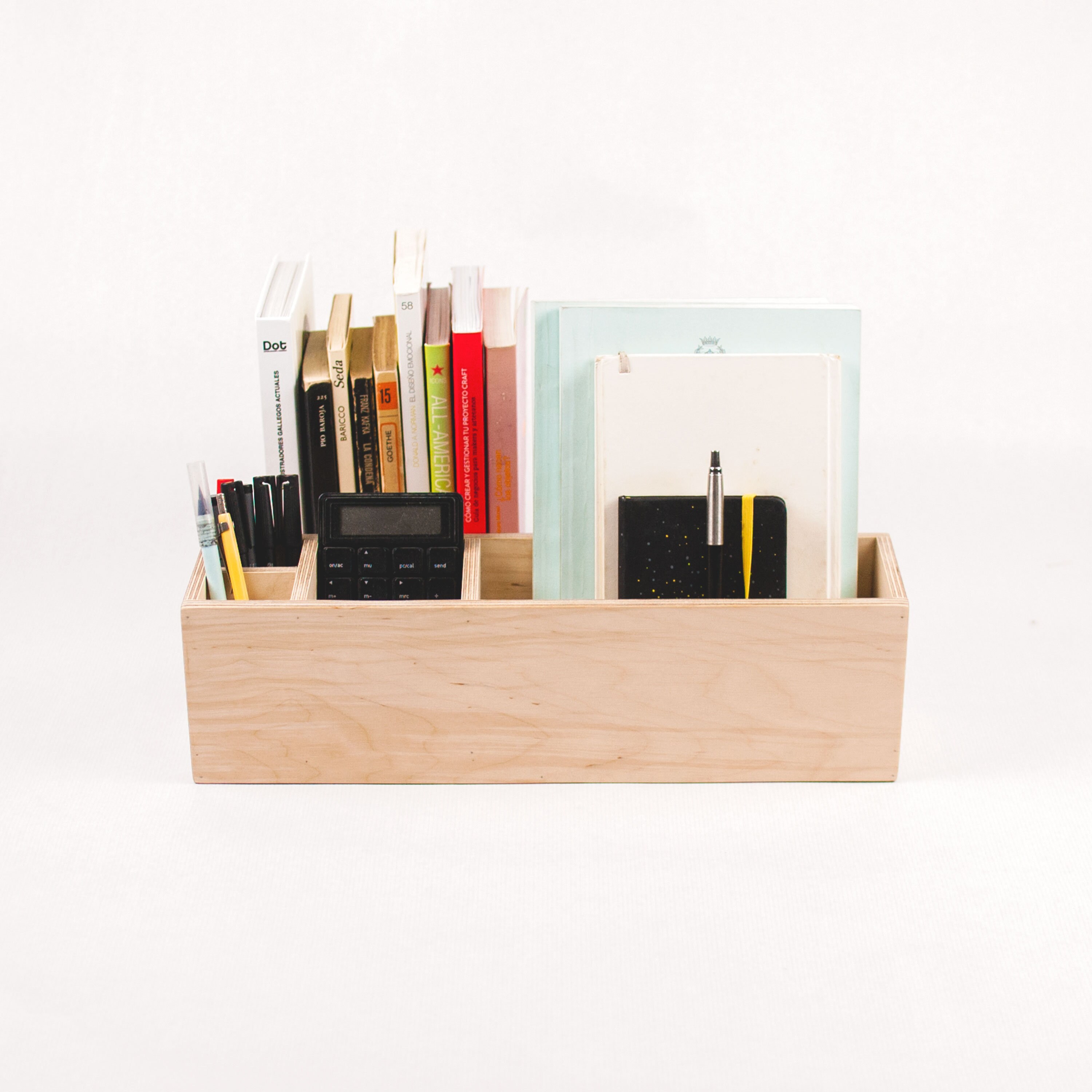 Wood desk organizer Modern desk storage box Desk Etsy