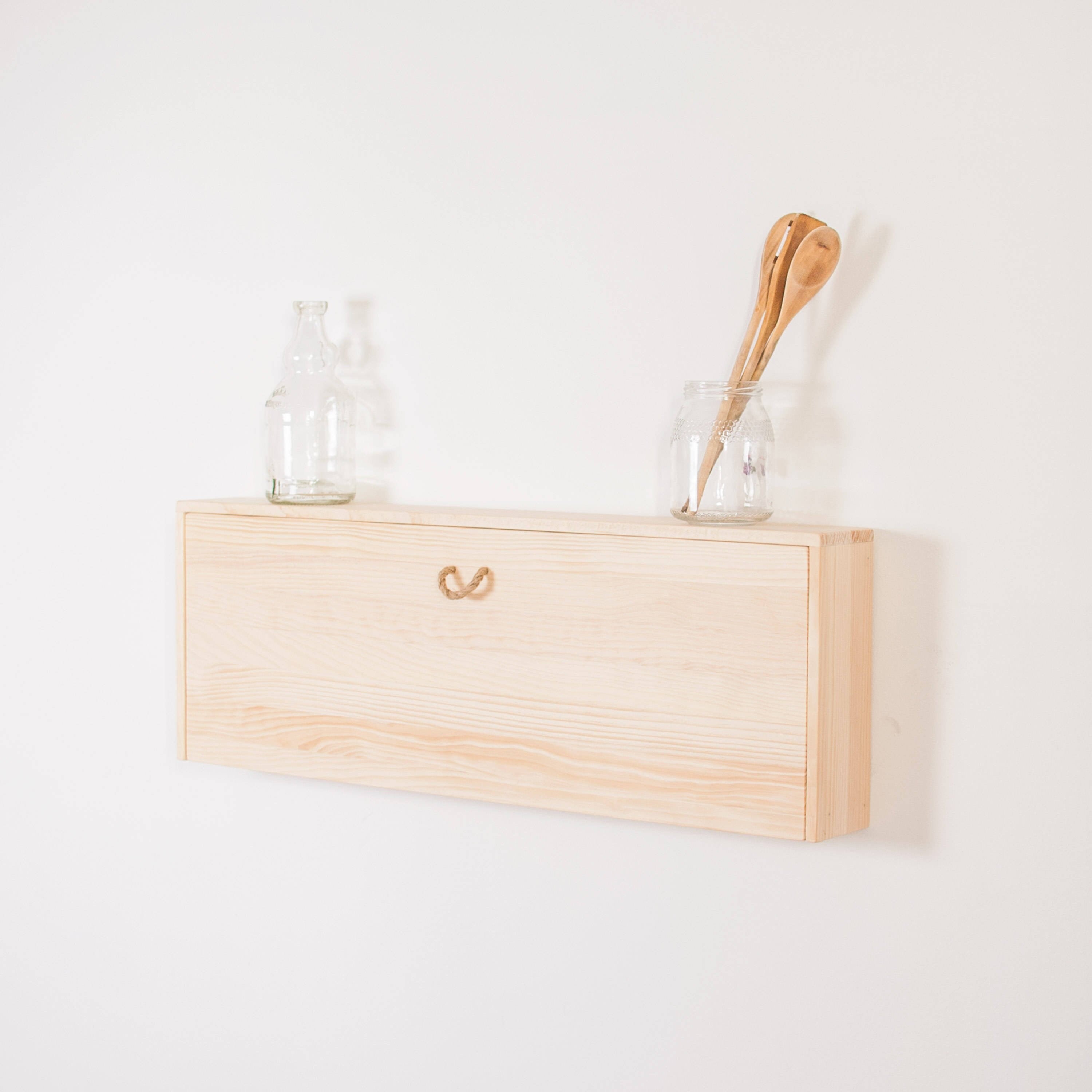 Étagère de Rangement Murale, Étagère à Épices en Bois Flottante, Armoire Flottante Murale