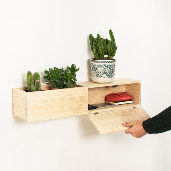 Wood Wall Floating Shelf Modern With Drawer - Wooden Wall Shelf With Drawers Wood Wall Floating Shelf Modern With Drawer - Wooden Wall Shelf With Drawers