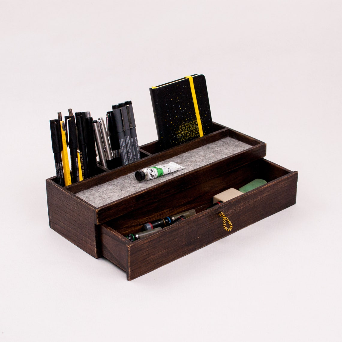 Vintage desk organizer storage Wood desk storage Office Etsy