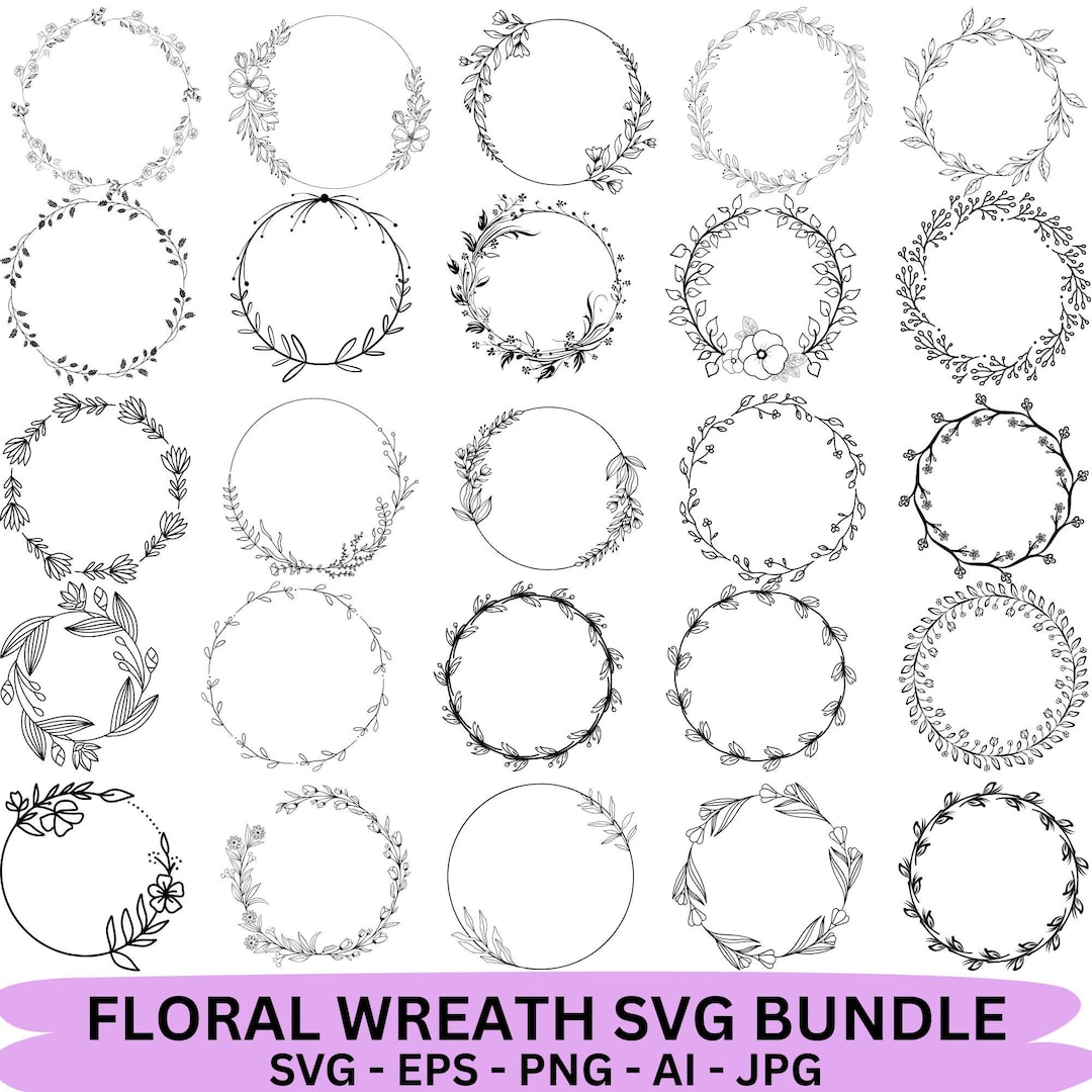 Floral Wreath SVG Bundle, Wedding Monogram Frames (digital Download) - Etsy
