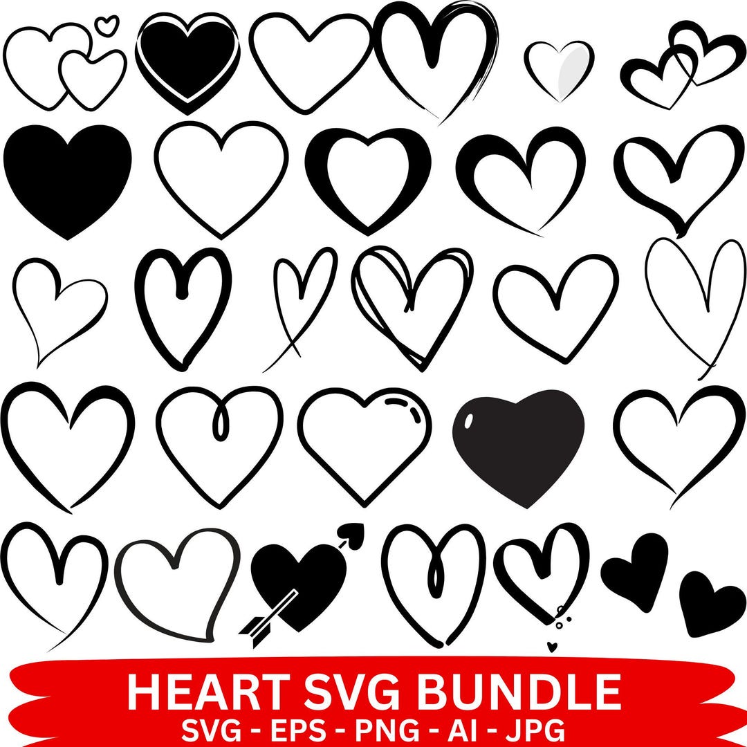 Heart Doodle SVG Bundle, Valentine Cut File (digital Download) - Etsy