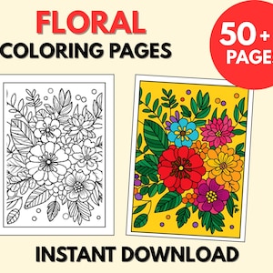 Florale Malvorlagen, Blumen Malseiten, Malseiten für Erwachsene, Druckbare Malseiten, Botanische Malseite, digitale Färbung