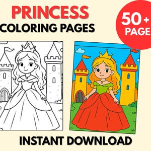Princess Coloring Pages, Princess Coloring Book, Kids Coloring Pages, Fairytale Coloring Pages, Printable Coloring Book, Coloring Pages