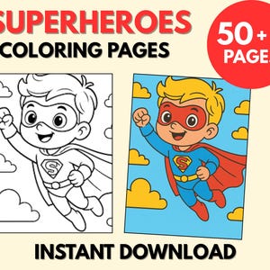 Dibujos para colorear de superhéroes, dibujos para colorear de cómics, hojas para colorear imprimibles, dibujos para colorear para niños, libro para colorear digital