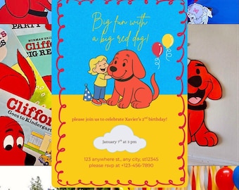 Convite de aniversário Clifford | Clifford, o grande cão vermelho | Clifford vintage | convite para festa