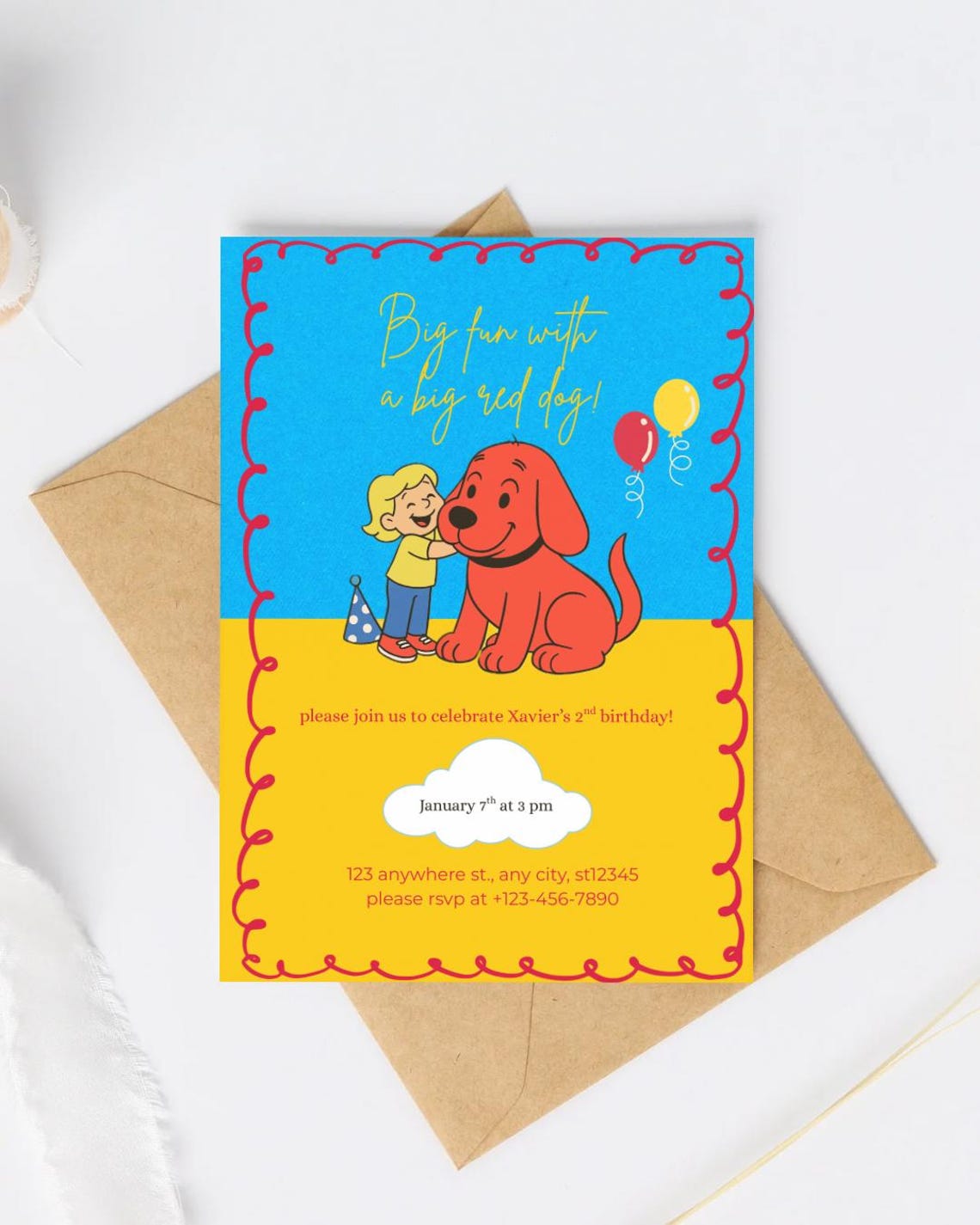 Clifford Birthday Invitation | Clifford the Big Red Dog | Vintage ...