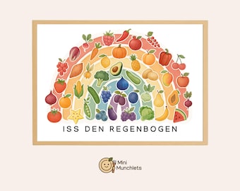 Poster | Eat the Rainbow | Learning to Eat | Variety | Fruits & Vegetables | Colorful Foods | Poster for Children's Rooms and Play Kitchens (PDF)