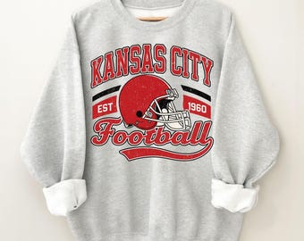 Kansas City Football Sweatshirt: Vintage 90er Jahre Red Cap Helm-T-Shirt