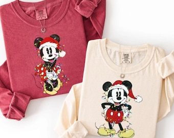 Christmas Mickey Mouse Sweatshirt: Holiday Lights Graphic Tee