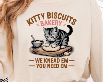 Camiseta de panadería Comfort Colors Kitty Biscuits, regalo para amantes de los gatos
