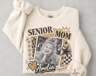Personalized Senior Mom Photo Sweatshirt: Custom Class of 2027 Graduation Shirt