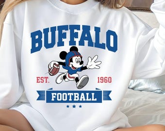 Felpa da football di Topolino e Buffalo, abbigliamento sportivo retrò per tifosi
