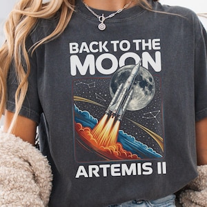 Artemis II Back To The Moon Retro Rocket Launch-shirt, Space Mission-shirt met print