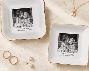 Plato para anillos con foto personalizada, regalo para la dama de honor, plato para joyas personalizado, regalo para proponerle ser dama de honor, recuerdo de boda