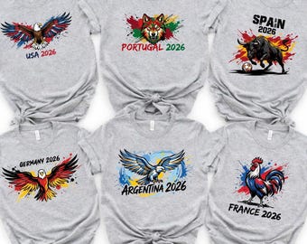 Country Soccer Fan T-Shirt Set, Family Matching Shirts 2026, Soccer Cup 2026 T-Shirt, USA Canada Mexico 2026 Football Shirt