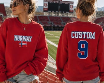 Camiseta personalizada estilo jersey de fútbol de Noruega, ropa deportiva con bandera, camiseta para el día del partido.