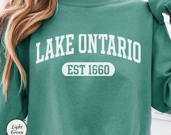 Comfort Colors Langarmshirt mit Ontariosee-Motiv, Vintage-College-T-Shirt der Großen Seen, Geschenk für Kanada-Stolz und stillen Aktivismus, Top aus dem Jahr 1660