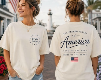 Comfort Colors 1776 Patriotic Graphic Tee, 250th Anniversary Tee, America Front Back Shirt, USA Flag T Shirt, Fourth of July Shirt