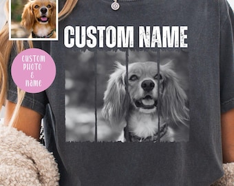 Custom Pet Photo Shirt, Comfort Colors Pet Portrait Tee, Personalized Dog Cat Lover Gift