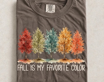 Camiseta "El otoño es mi color favorito" con estampado de colores reconfortantes, camiseta con ambiente otoñal, regalo para amantes del otoño, camiseta de Acción de Gracias.