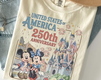 Disney 250th Anniversary Shirt, Patriotic Theme Park T-Shirt, Disney Trip Shirt, Family Disney Tee