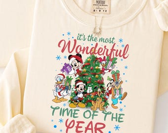Comfort Colors Disney Christmas Long Sleeve, Mickey & Friends Holiday Tee