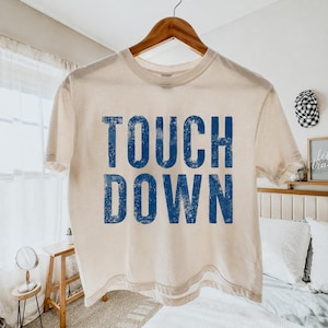 Touchdown Comfort Colors boxig tröja för kvinnor, fotbollströja för matchdag, vintage fotbollströja, fotbollssäsongspresent till henne