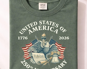 250th Anniversary Comfort Colors Shirt, 4th of July T-Shirt, USA Flag Vintage Tee, Independence Day Shirt, Happy 250th Birthday USA