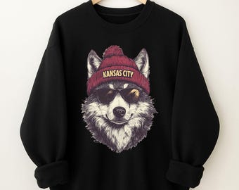 Kansas City Wolf Sweatshirt: Embroidered Beanie, Football Fan Gear