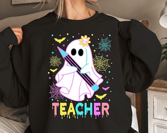 Ghost Teacher Sweatshirt, Pastel Halloween Top