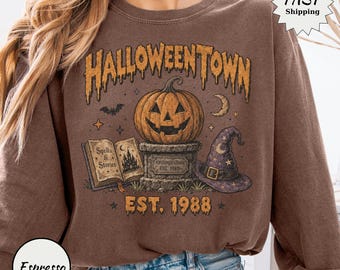 Halloween Town Est 1988 Long Sleeve Shirt, Comfort Colors Halloween Shirt, Vintage Pumpkin Tee, Spooky Season Shirt, Witchy Fall Tee
