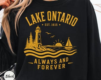 Lake Ontario Comfort Colors Long Sleeve - Vintage Great Lakes Shirt