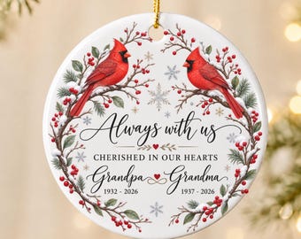 Adorno conmemorativo personalizado de cardenal - Recuerdo navideño personalizado, regalo de condolencia