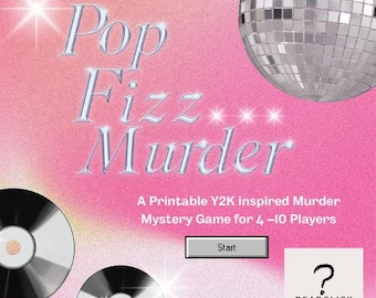 Gra kryminalna w stylu Y2K z motywem sylwestrowym, impreza do wydrukowania (pobranie cyfrowe)