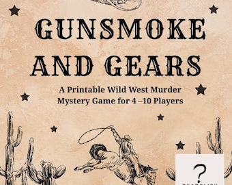 Gra kryminalna w klimacie Dzikiego Zachodu | Przygoda w stylu steampunk do druku (pobranie cyfrowe)