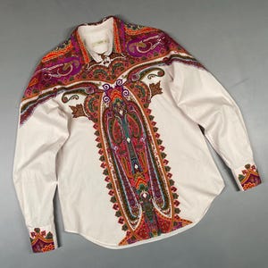 ETRO Multicolor Paisley Ornament Collared Blouse Shirt size IT42