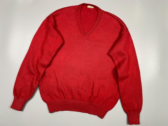 Malo, Vintage MALO V-Neck Knitted Cotton Sweater Jumper Red size M/48