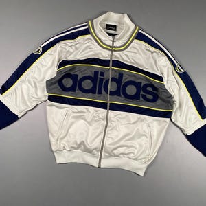 Vintage Retro 90-tals Adidas Full Zip Big Logo Track Top Jacket storlek D10 F204 XL