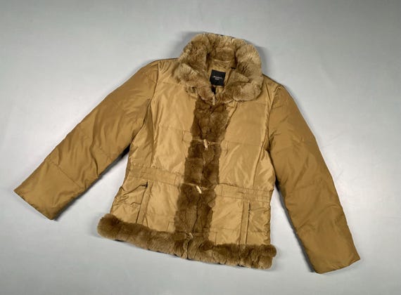 Weekend Max Mara, Vintage Max Mara WEEKEND Fur Trim Puffer Jacket Beige size US10 UK12