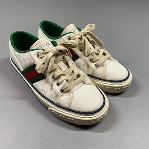 GUCCI Tennis 1977 Classic Monogram White Canvas Low size 36 23cm